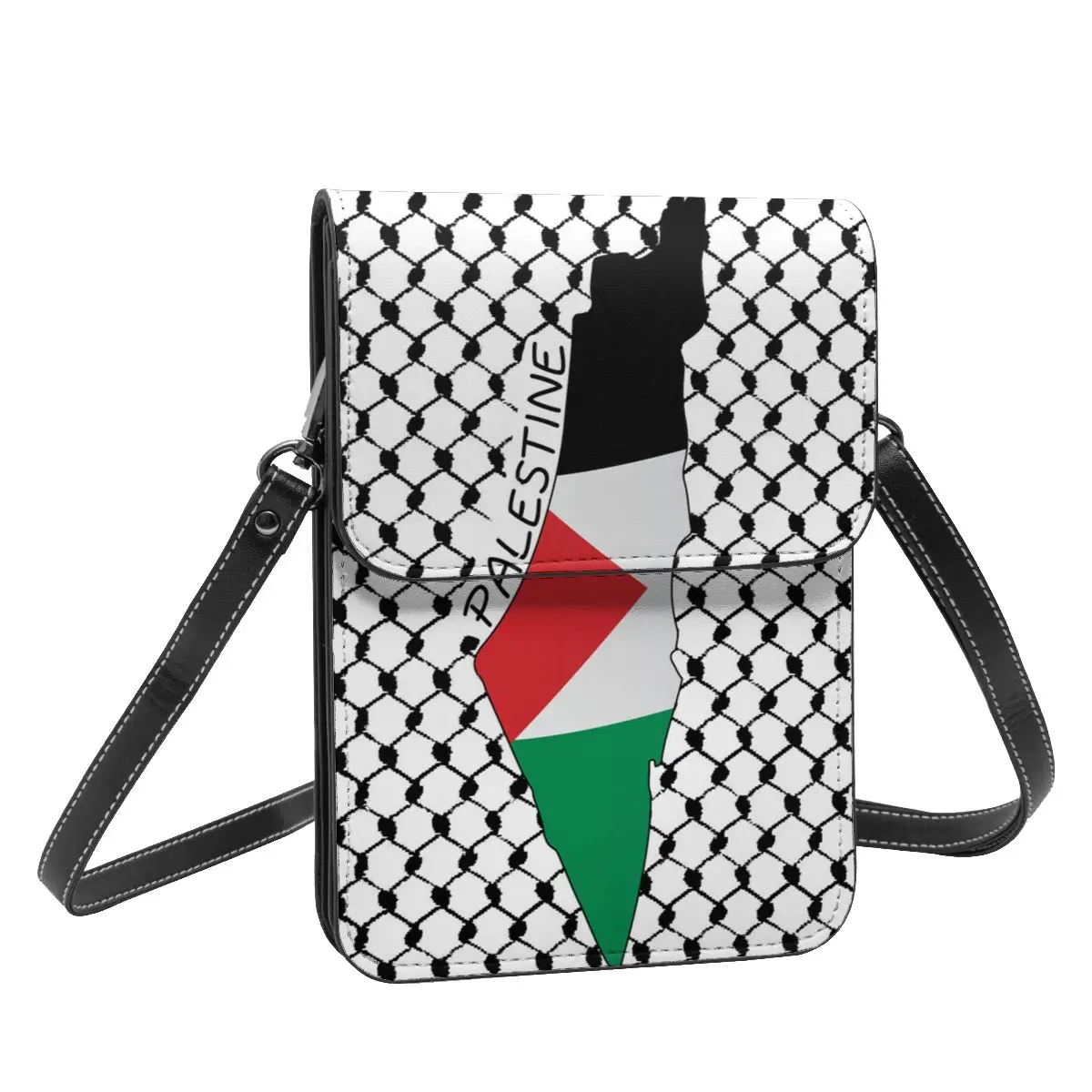 Palestine Flag Map Shoulder Bag Kufiya Hatta Bulk Vintage Mobile Phone Bag Leather School Female Bags