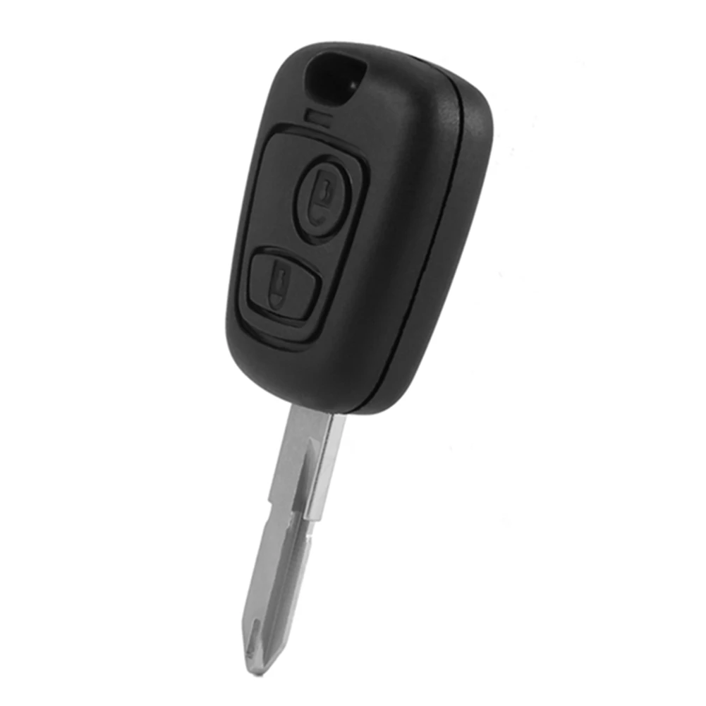 Car 2-Button Key Shell Remote Control Key Shell With Key Embryo For 106 107 206 207 306 307 406 407-T61C