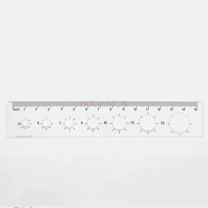 1pcs Round hole ruler for elementary school students, transparent ruler with wavy lines, grid ruler, multifunctional long ruler