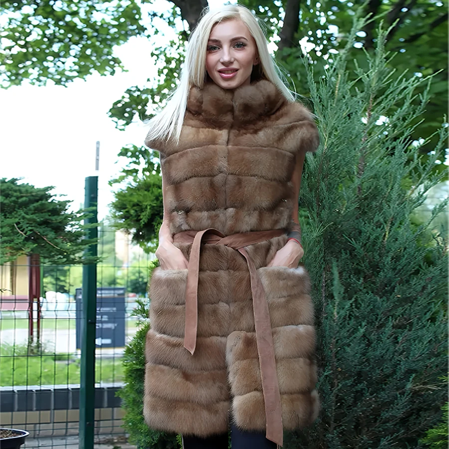 

Real Fur Vest Women's Vest Wool Blends Vest With Natural Fox Fur Women's Long Coat Winter Jacket High Quality New Arrivals