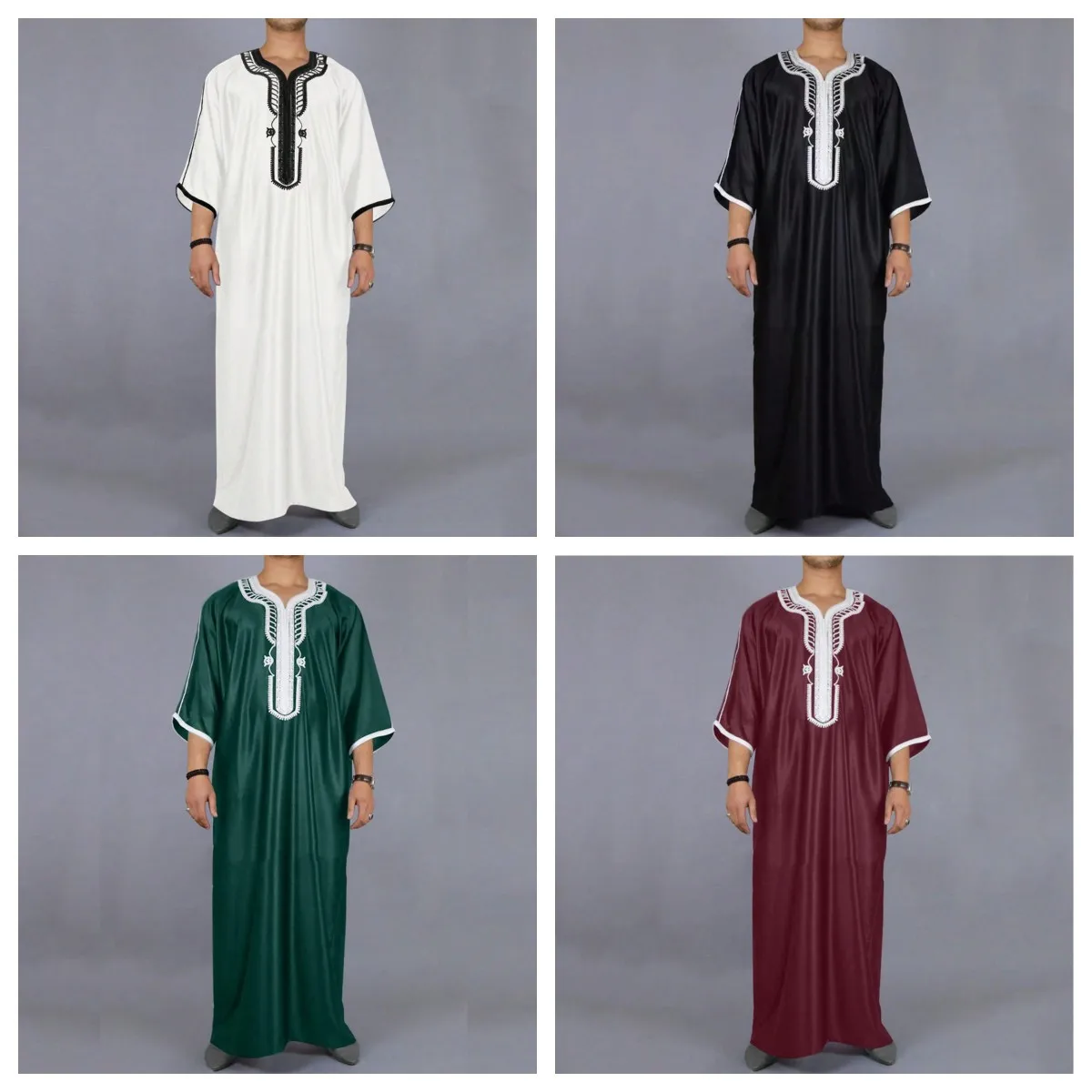 

Мусульманские мужчины Длинный халат Dishdasha Jubba Thobe Кимоно Скромное исламское Дубай Саудовская Абая Молитва Абая Кафтан Рамадан Марокко 2025