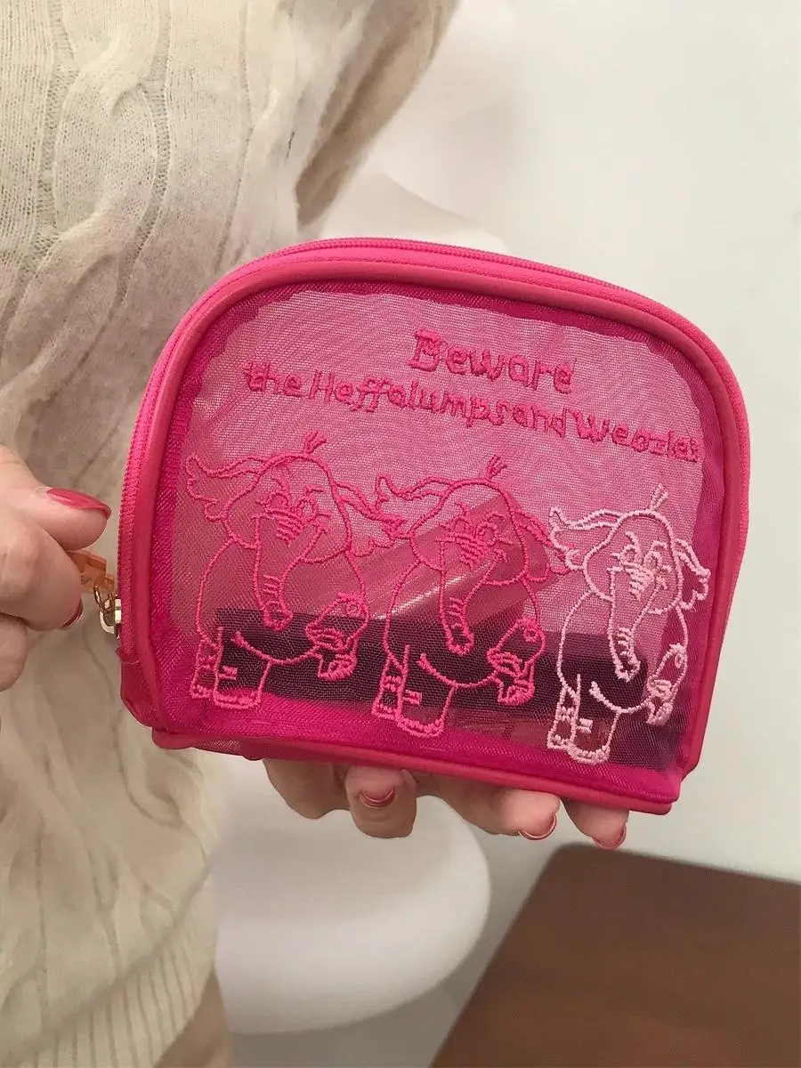 

Портативная прозрачная косметичка-органайзер с милым слоником, маленькая сумка для монет, удобная дорожная косметичка для туалетных принадлежностей