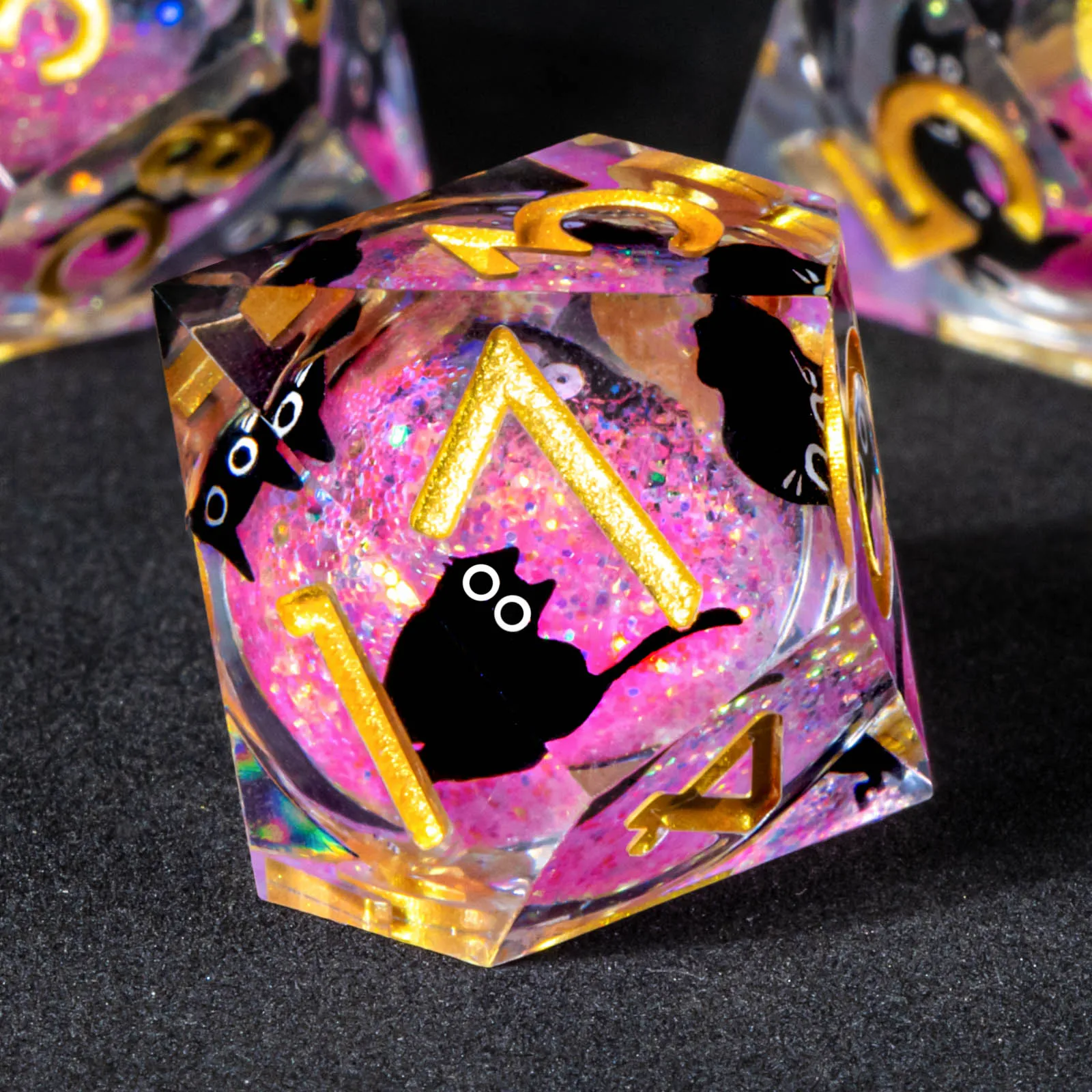 

Набор кубиков из смолы DND, жидкие кошачьи кости ручной работы для ролевых игр «Лунж и дракон»