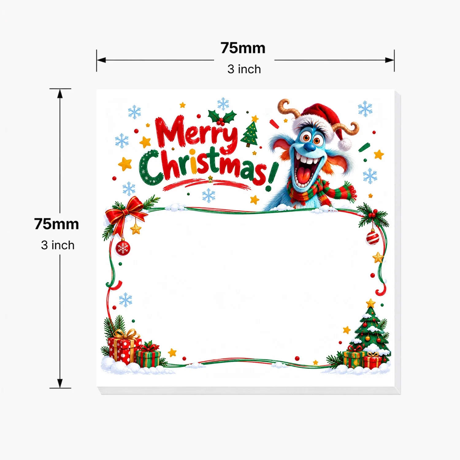 2PCS Christmas Monster Sticky Notes 100 Sheets Merry Christmas Funny Blue Character Memo Pads Holiday Office School Stationery
