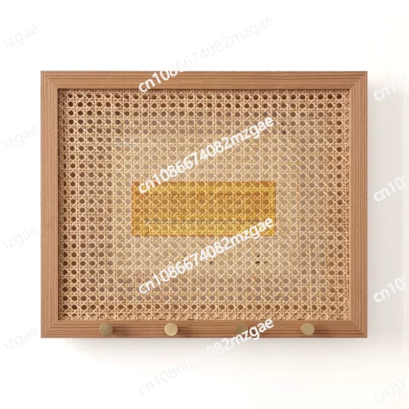 Nordic Rattan Weaving Electricity Meter Box Flip Design Wall Stickers Homestay Clothes Hook Electric Switch Occlusion Home Decor