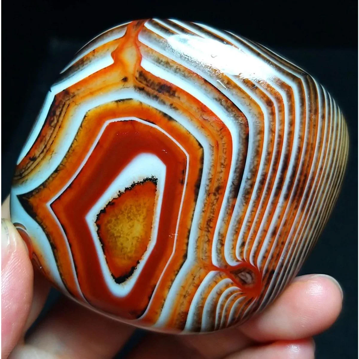 4PC Natural Banded Agate Artisan Stone, Polished Tumbled, Chalcedony Beauty, Terrarium Decor, Crystal Collection, Table Display
