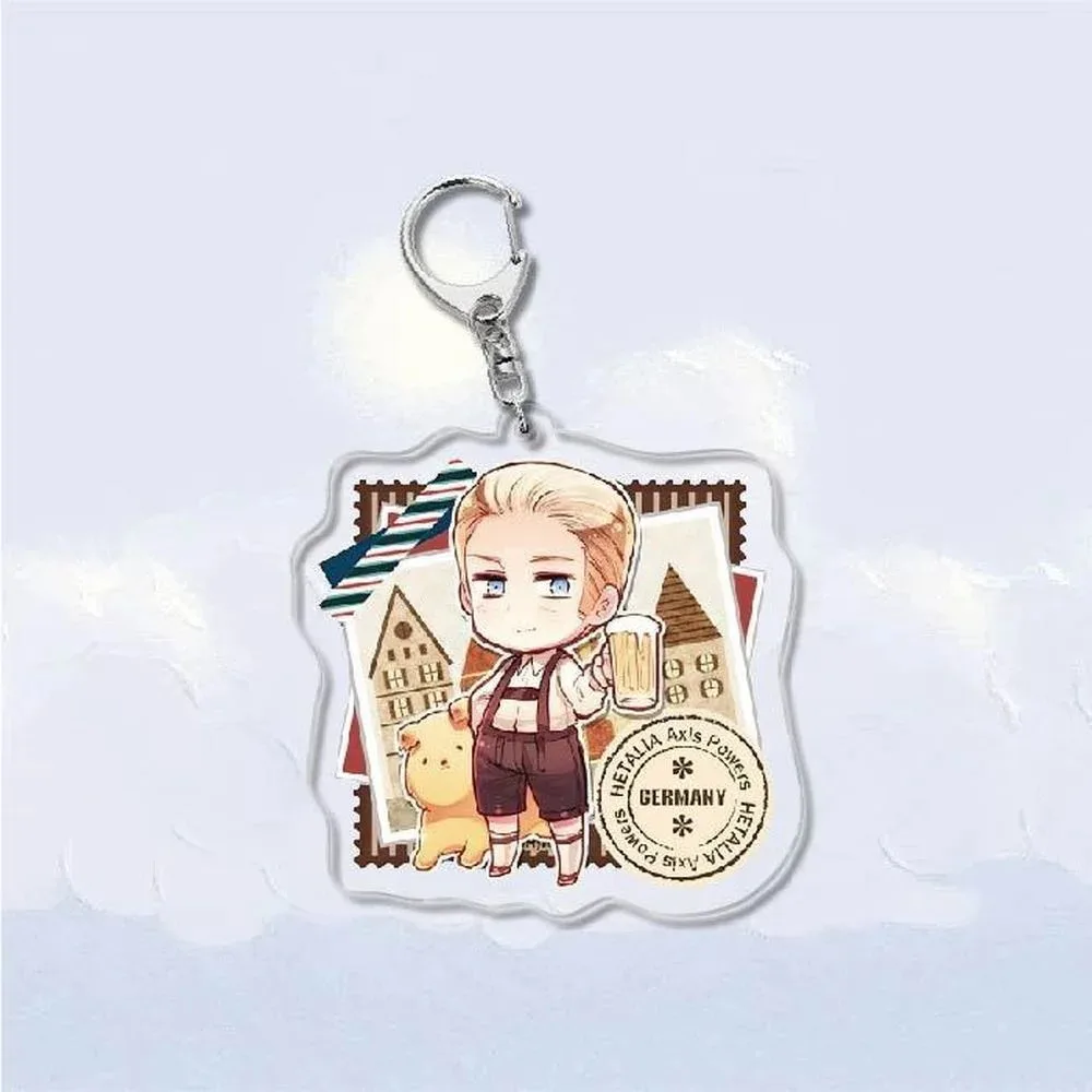 Anime APH Axis Powers Hetalia Keychains Antlers King Arthur Yaolu Key Chain Ring Jewelry Trendy Bag Bagpack Pendant Child Gift