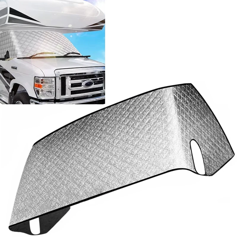

RV Window Snow Cover Durable 4 Layers Mirror Cutouts Motorhome Front Window Sunshade Cover Accessories For C-Class Ford E450