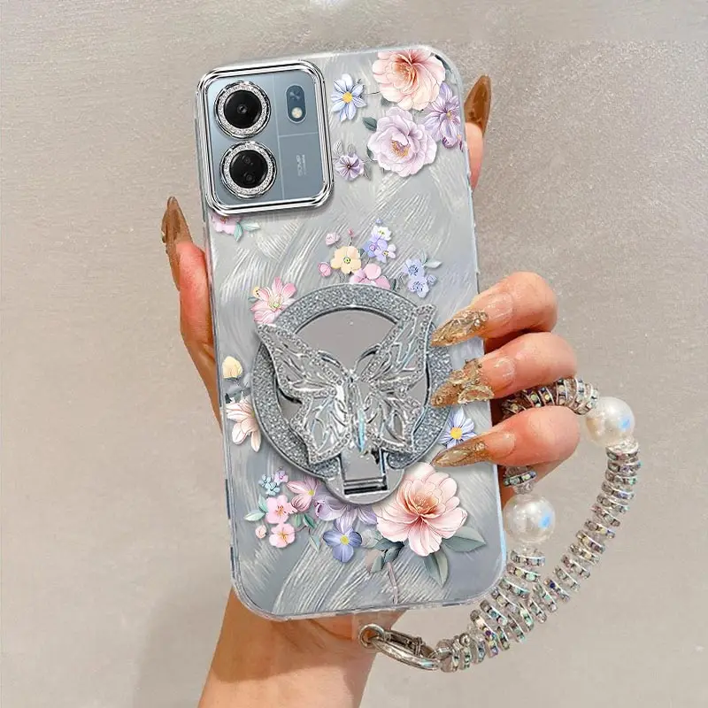 

13 C Изысканный браслет с цветами, чехол-держатель для телефона для Xiaomi Redmi 13C 12 11A 10C 10ASport 9A 9C 10 9 9T 9AT 9CNFC 10 Prime Cover