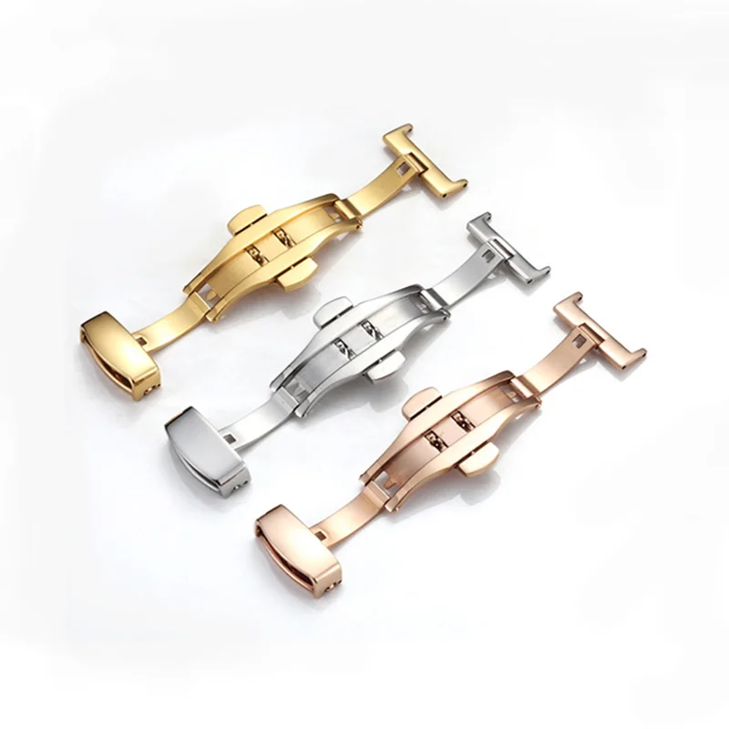 12mm 14mm 16mm 18mm 20mm 22mm Butterfly Deployment Buckle Automatic Stainless Steel Clasp for Watch Band Replace Clasp with Tool