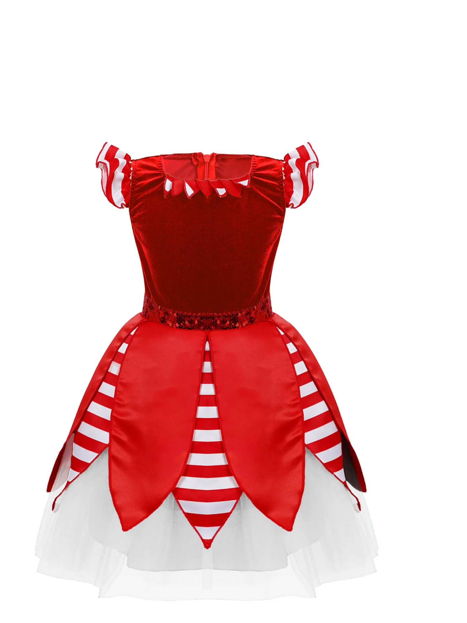 Kids Girls Christmas Costume Candy Cane Tutu Dress Birthday Party Halloween Princess Cosplay Fancy Dress Up Santa Clause Outfits