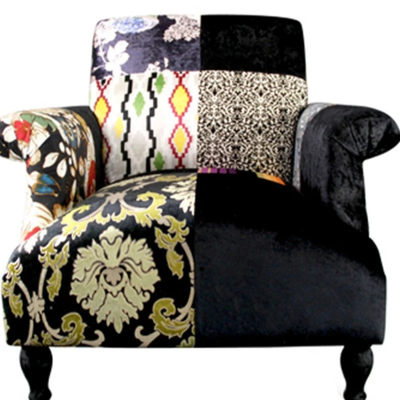 

European modern simple fabric patchwork sofa, living room single lazy sofa