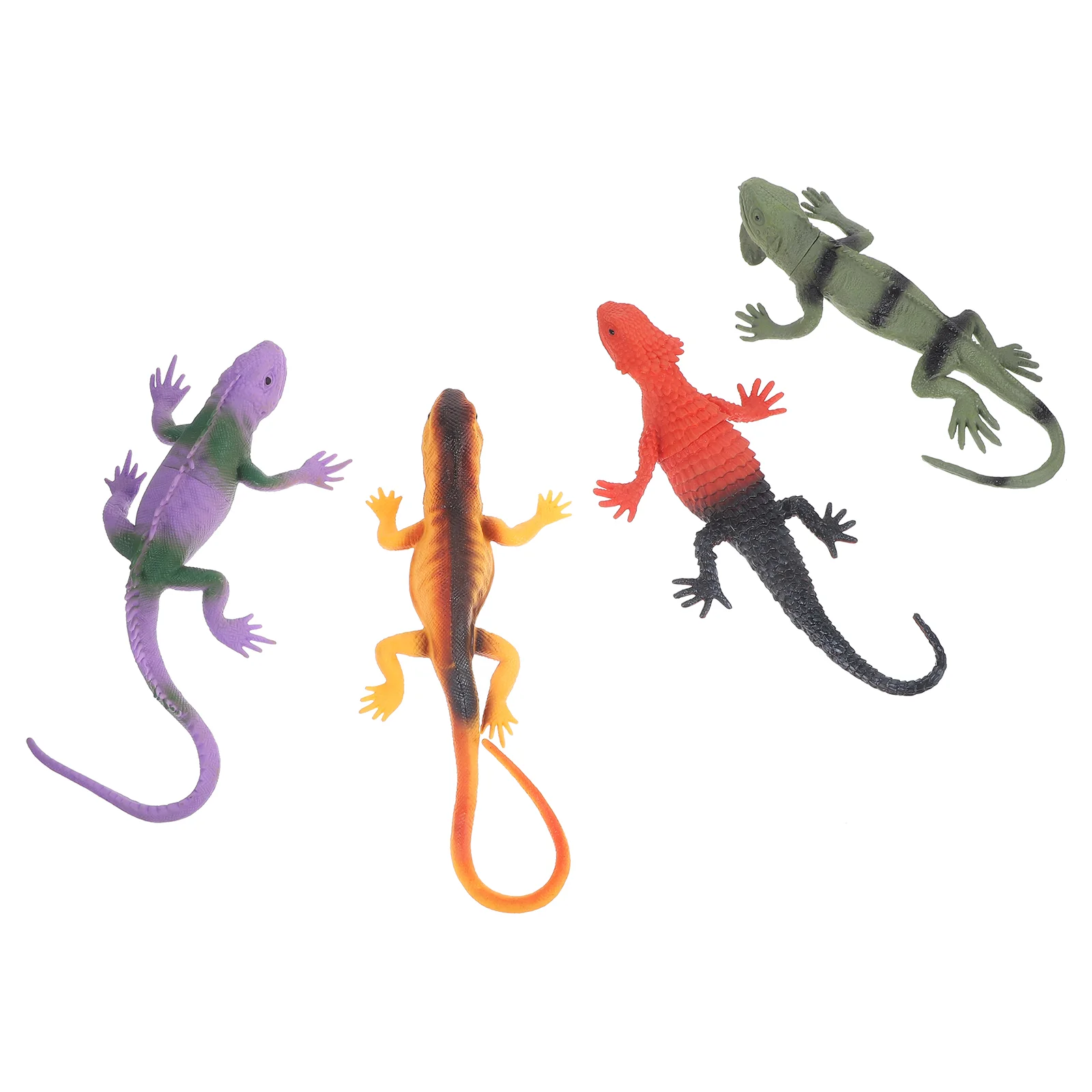 

4pcs Lizard Model Toy 929 20E Soft Rubber Chameleon Figure 265g Realistic Simulation Lifelike Reptile Educational Decor Prank