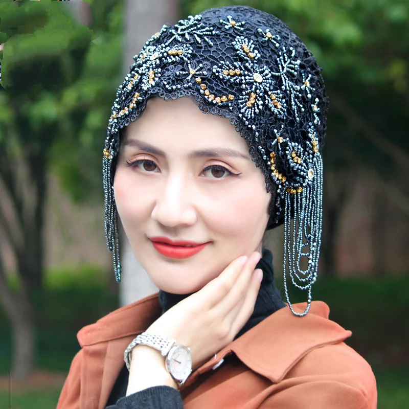 

Lace Hair Cover Hijab Cap Turban Women Soft Breathable Headscarf All Match Outdoor Ladies Head Wrap Hair Cover Accessory Mujer