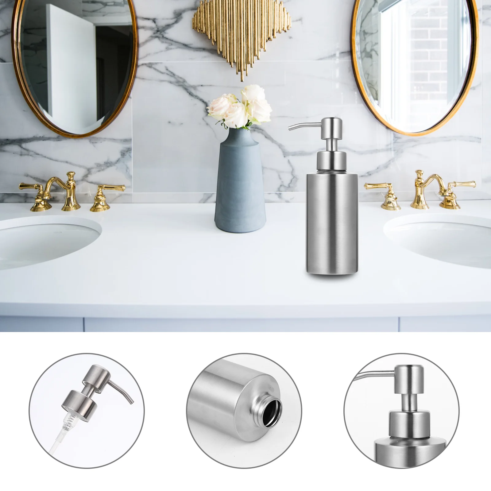 

Stainless Steel Bottle Simple Storage Containers Hand Soap Dispenser Bottles 304 Novel Travel