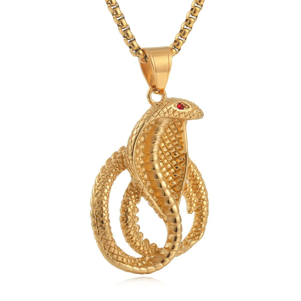 Hip Hop vereist cz Cobra Schlange Anhänger Halsketten männlich Gold Farbe Edelstahl Tier Halsketten für Frauen Männer Schmuck Geschenk