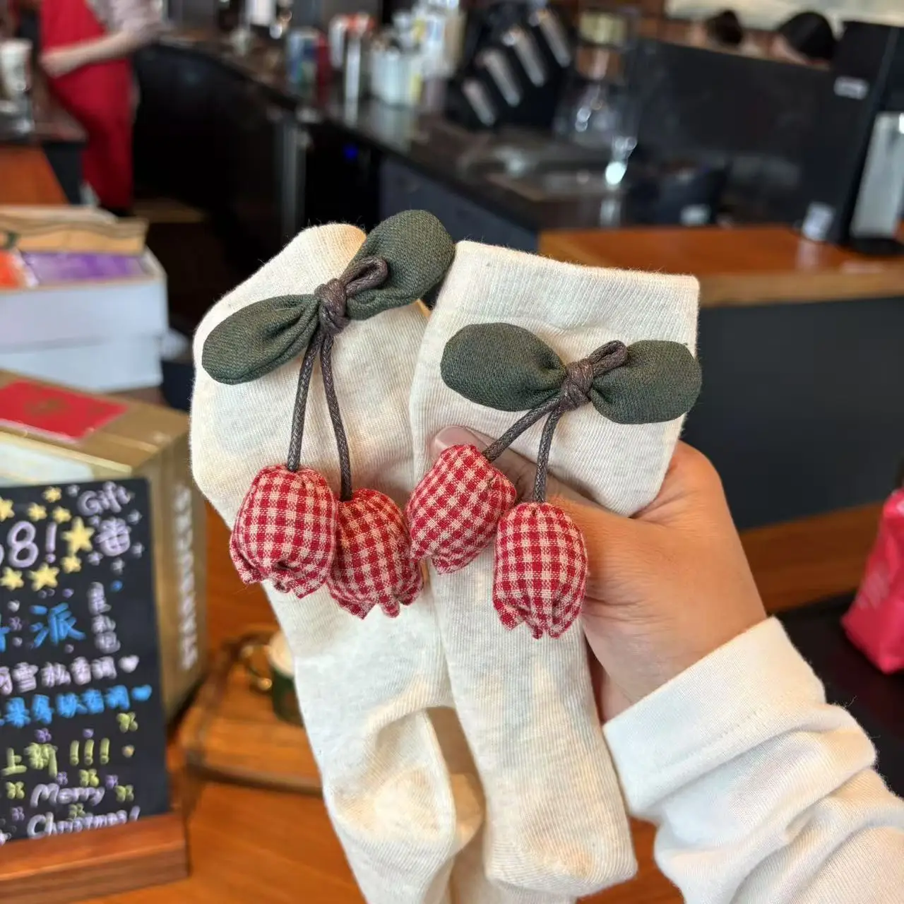 Korean-style Red Cherry Socks - Comfortable, Cute & Sweet Accessories-ins Style