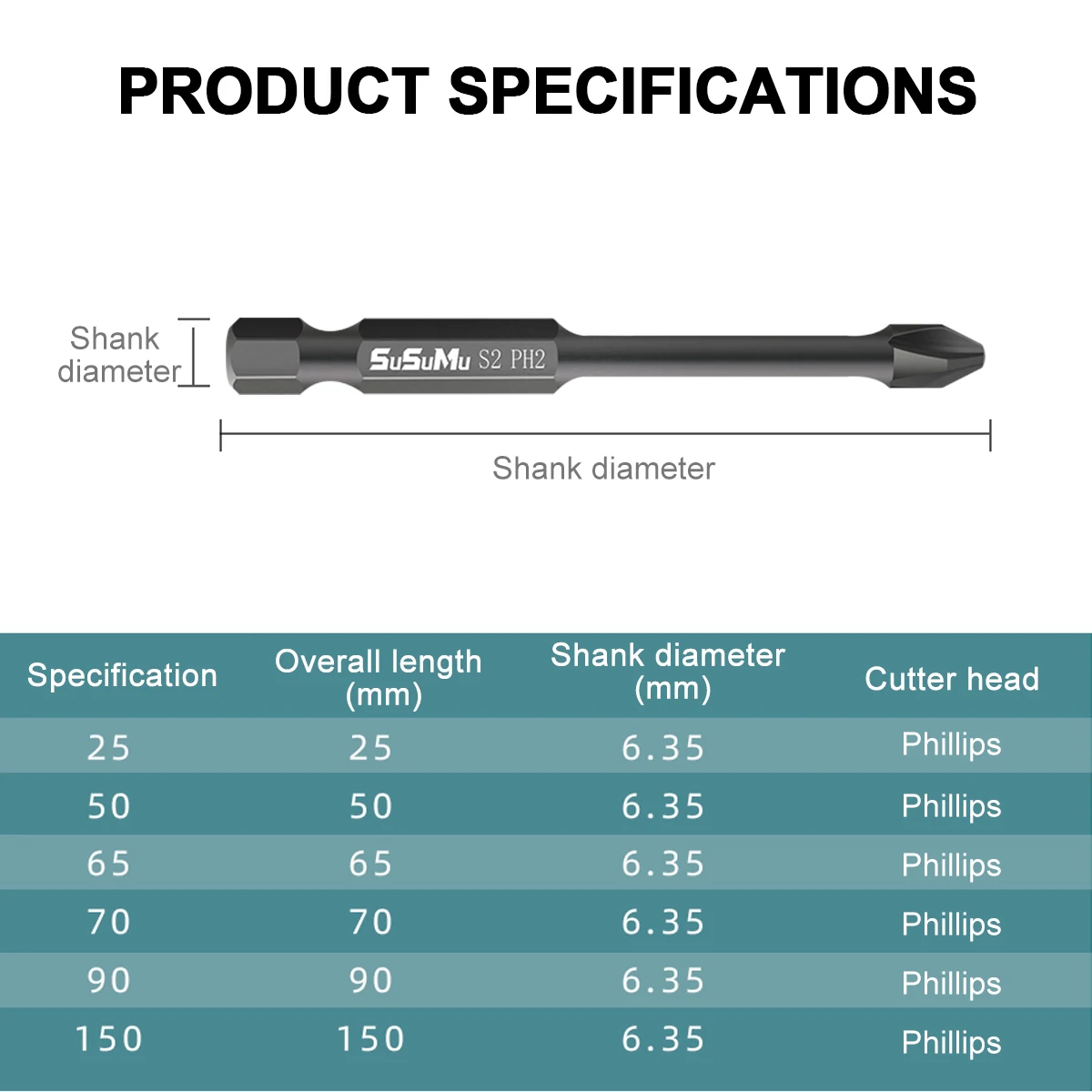 Electric Impact Screwdriver Bit Set PH2 Cross Magnetic Screwdriver Bits Anti Slip S2 High Hardness Hand Drill Screw Tools