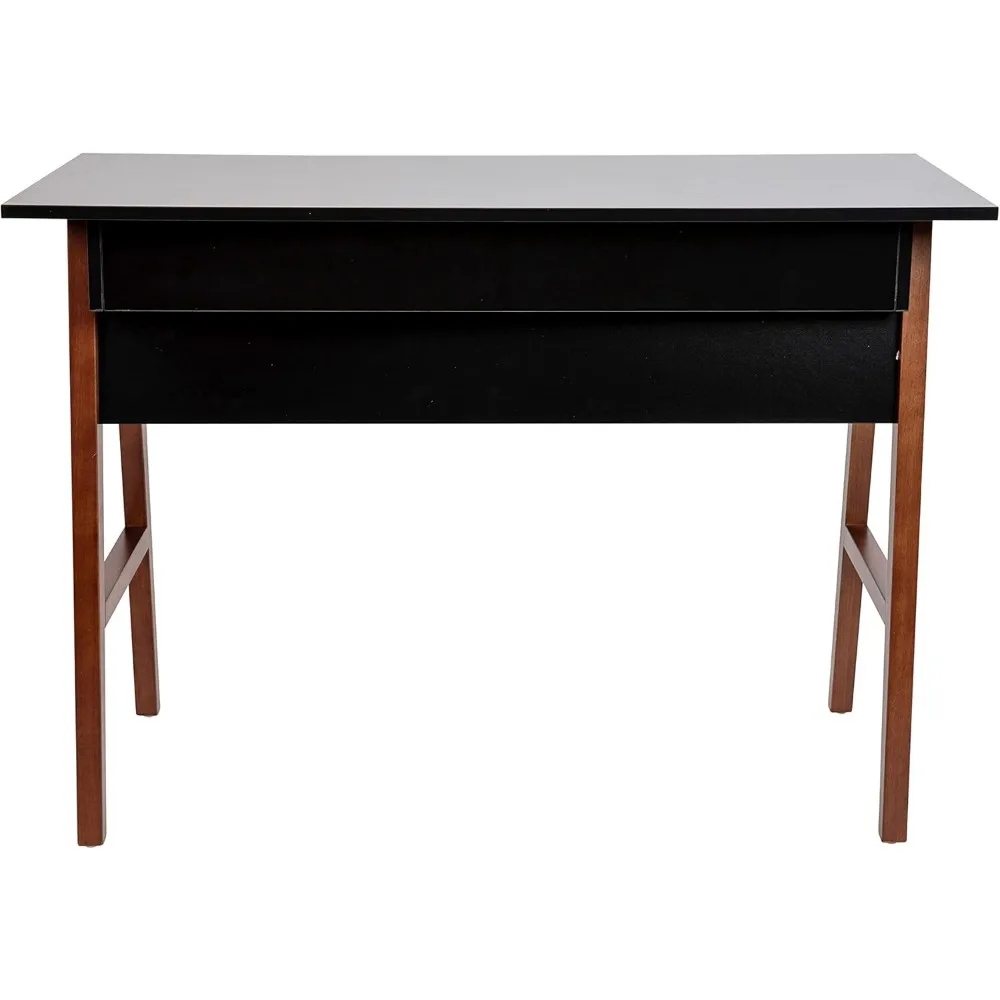 مكتب كمبيوتر Flash Furniture Darla - مكتب مكتب منزلي أسود مع درج تخزين - 42 مكتب كتابة طويل لغرفة النوم