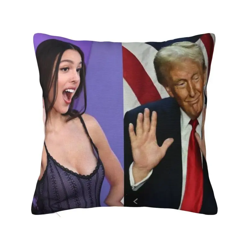 Custom O-Olivia Singer R-Rodrigo And Trump Square Pillow Cover Home Decor 3D Two Side Printed Cushion Cover for Sofa