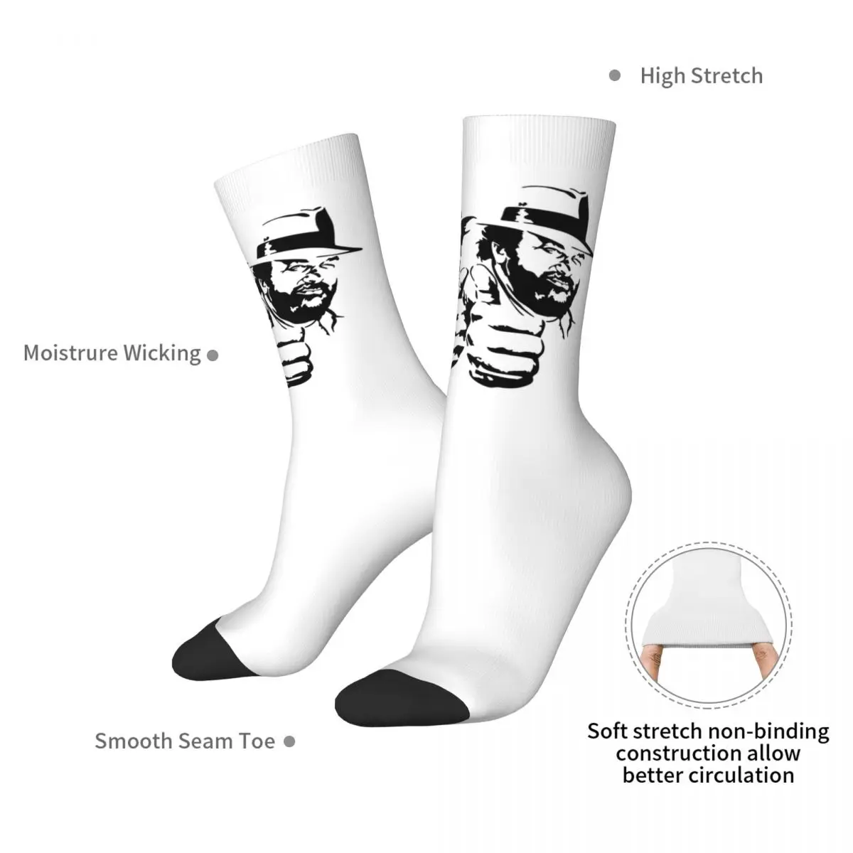 Bud Spencer Und Terence Hill Stockings Printed Retro Socks Winter Non Skid Socks Women Men Cycling Warm Soft Socks