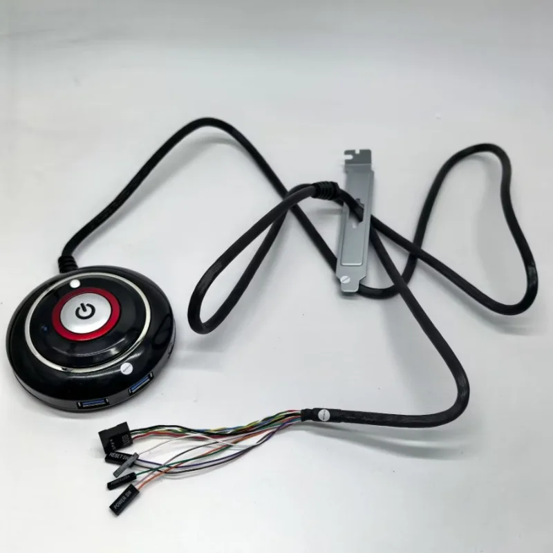 PC Desktop Power Reset Switch Button ON OFF LED Status Light Dual USB Plug Bracket Mount Net Cafe