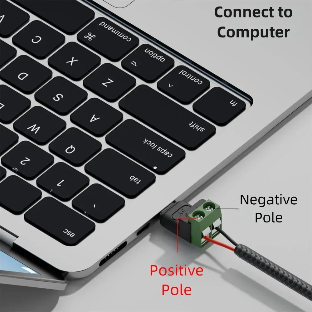 Solderless Plug USB C/Micro Male To 2Pin Terminal Adapter Type-C Female To 2 Pin Crimp Terminal Block Quick Charging Conversion
