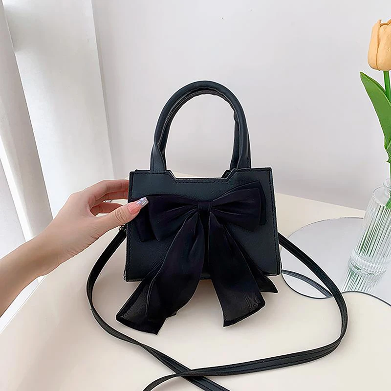 Fashion Leather Bow Small Handbag For Women Girls Simple Shoulder Crossbody Bags Casual Shoulder Bag Valentine Day GiftsPU