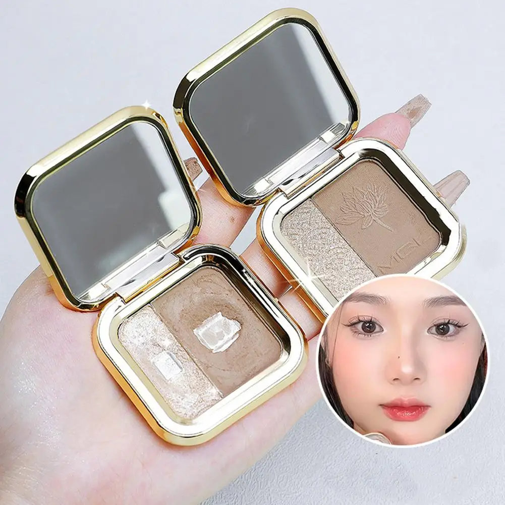 Highlight Contour Palette Shimmer Highlighter 3D Sculpting Compact with Mirror Long Lasting Radiance for Natural Finish