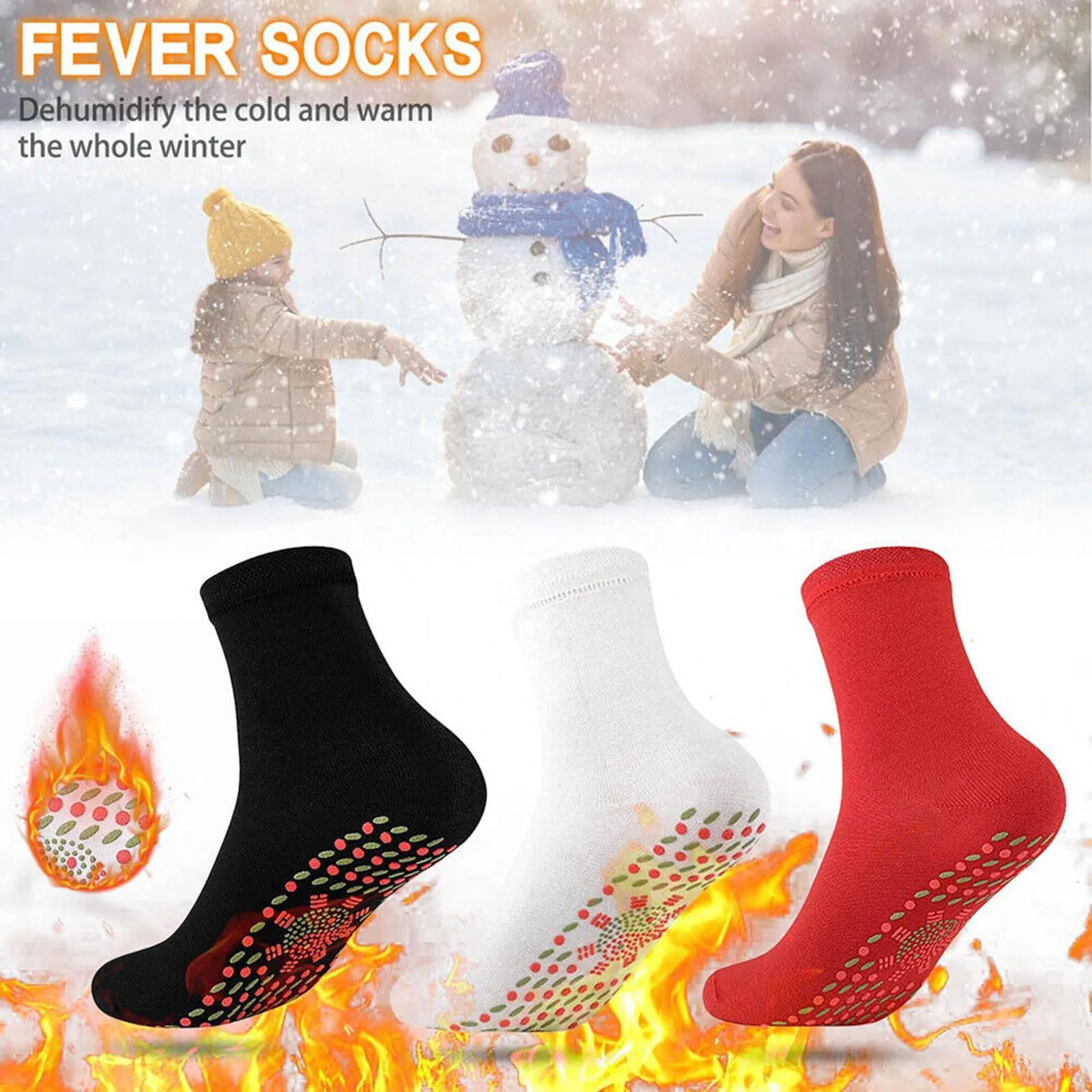 1 Pair Wormwood Self-Heating Socks Far-infrared Anion Massage Anti-cold Health Socks for Men Women Feet Warmer Socks For Winter