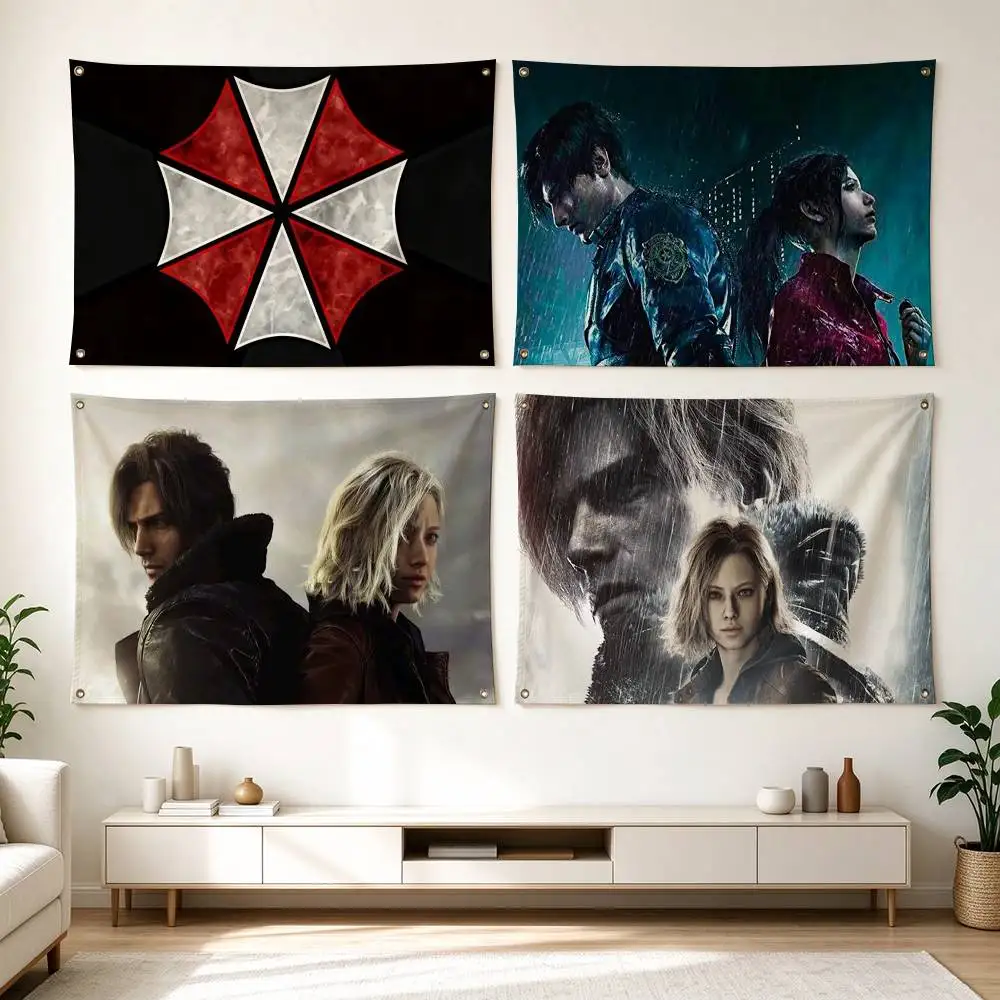 R-Resident Evil Game   Flags Wall Hanging Tapestry Outdoor Garage Room Decorative flag Background Blanket