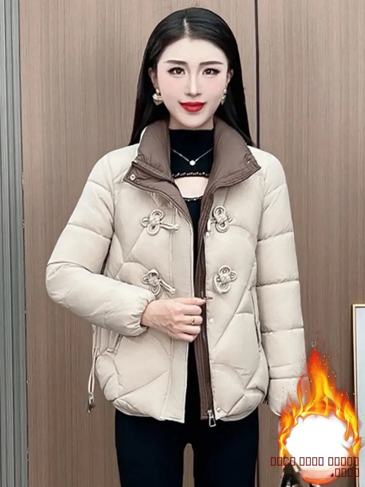 

Китайская хлопковая куртка в китайском стиле, женская зимняя модная верхняя одежда, пальто для мамы, украшенное пуговицами, застежкой-молнией