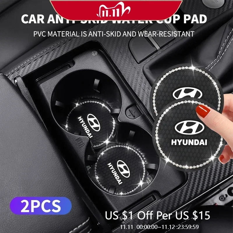 

Car Non-slip Water Cup Pad Diamond Rhinestone Bling Decoration For Hyundai I10 I20 I30 IX20 IX35 Tucson Solaris Accent Azera
