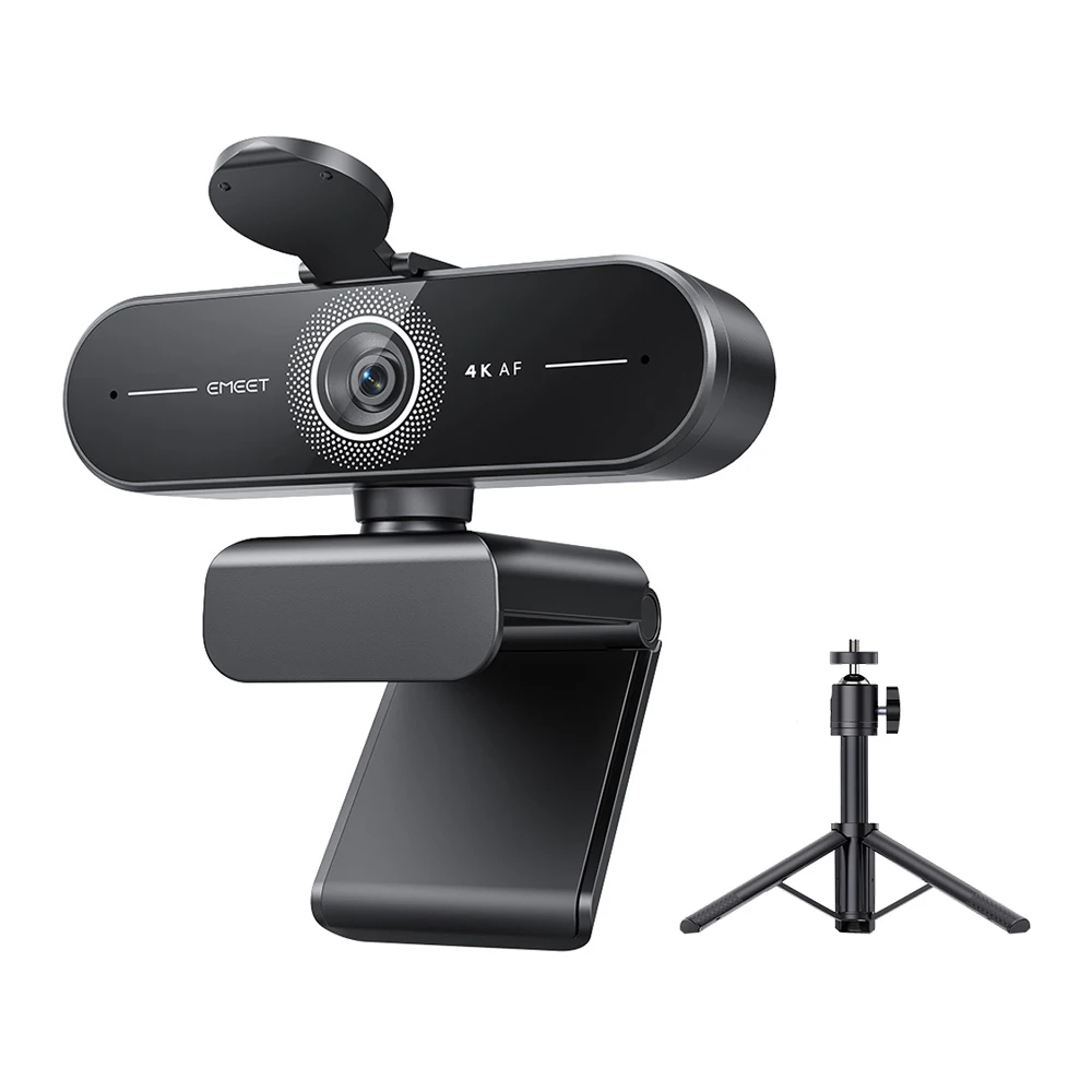EMEET C60E 4K webcam voor kantoor en streaming, 1080P 60fps videocamera, autofocus dubbele microfoons, plug & play USB-webcam voor pc/computer