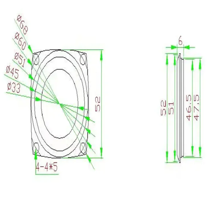 Plaque vibrante de basse de caisson de basses pour haut-parleur Bluetooth, accessoires de bricolage, 2 pouces, 52mm, religions, 2 pouces, 4 pouces, en vente