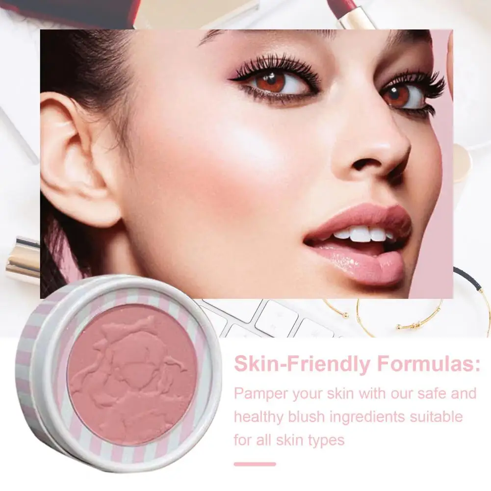 Colorete en relieve de alta pigmento para mujer, paleta de colorete en polvo prensado para mujer, maquillaje facial Natural de larga duración, mate, amigable con el viaje