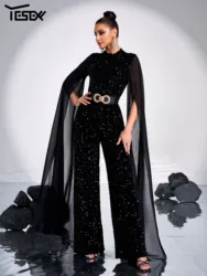 Yesexy New Black Round Neck Sequin Birthday Party Elegant Beautiful Chic Formal Occasion Jumpsuit