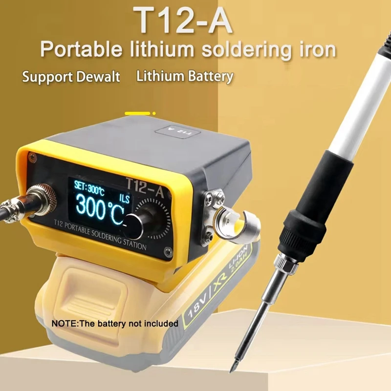T12-A Cordless Soldering Station 72W T12 Solder Iron For Dewalt 18/20V Li- Battery For DIY Repair Electric Solder