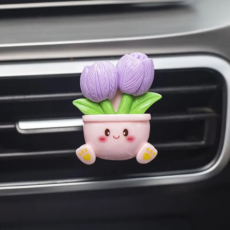 Car Fragrance Vent Clip Potted Flower Perfume Diffuser Clip Decor Automatic Emission Vehicle Interior Decoration For RVs Trucks