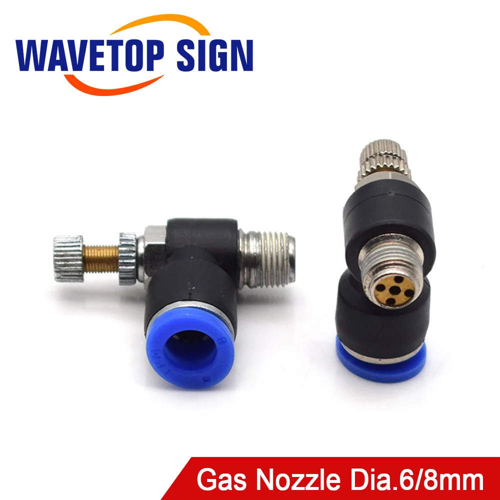 WaveTopSign Gas Nozzle Air Regulating Dia.6mm 8mm 2Pcs/Lots Air Nozzle for Co2 Laser Head Laser Cutting and Engraving Machine