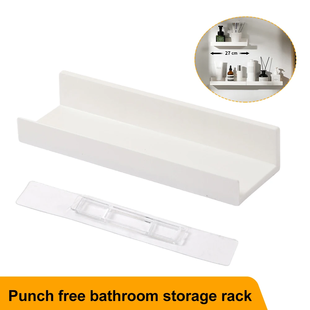 Wall Shelf 27x8.5cm Floating Shelves for Wall Drill-Free Wall Mount Shelves for Bathroom Shower Living Room Bedroom Organizer