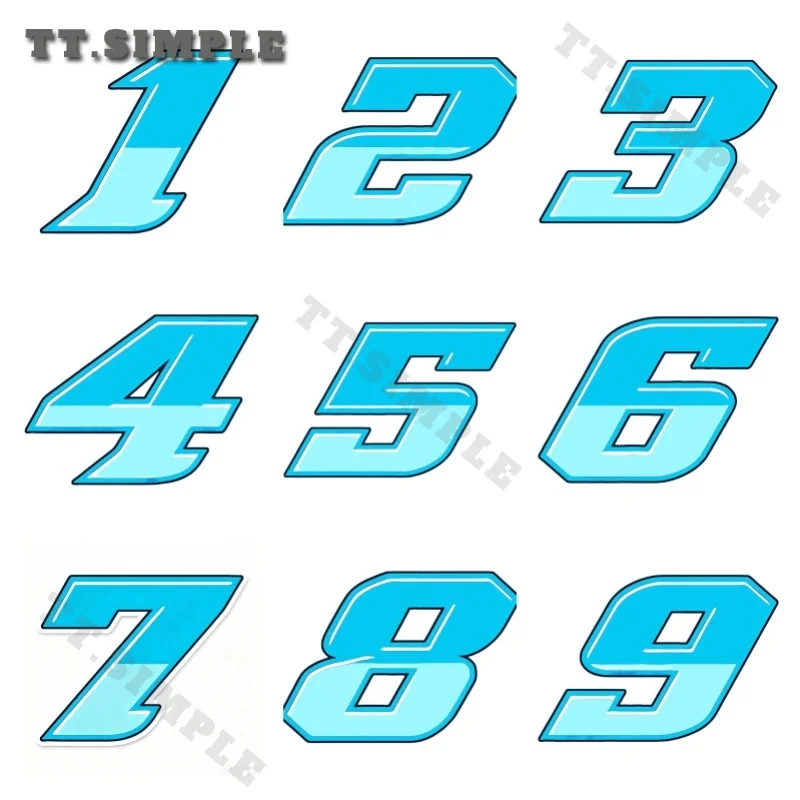 TT Gradient Blue Racing Number Car Sticker Humorous Artistic Racing Drifting Vinyl Decal Occlusion Scratch Decor for Car Body
