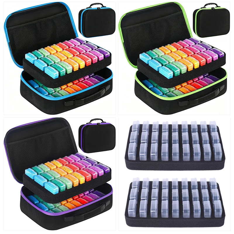 

54 Grid Square 5.5CM-Size Diamond Painting Tools Kits Diamond Painting Accessories Tool Container Storage Bag Box Handbag