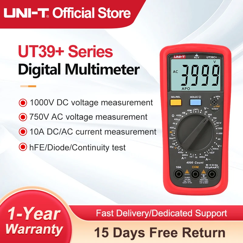 UNI-T Digital Multimeter UT39A+ UT39E+ AC DC Current Voltage Professional Multimeter Resistance Capacitance Meter Multi tester