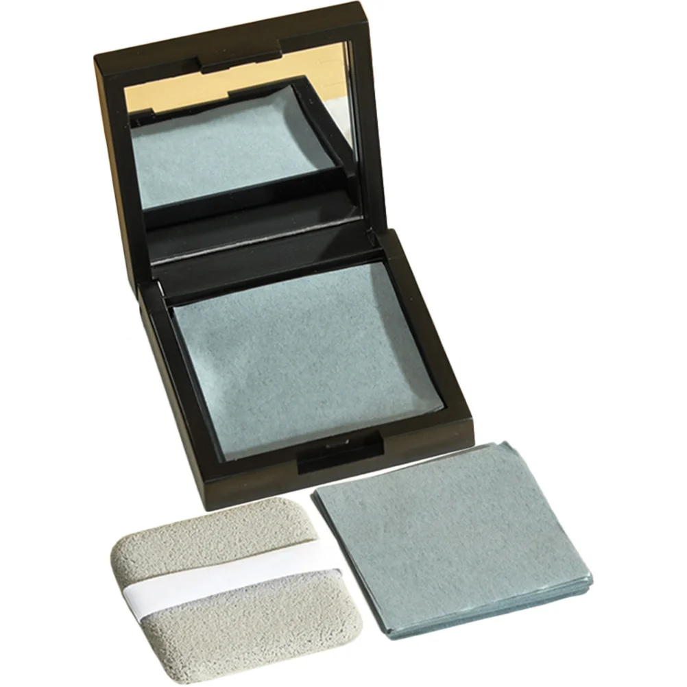 1 Juego de papel absorbente de aceite Facial compacto, hojas secante portátiles, espejo, maquillaje, papel de Control de aceite Facial para piel grasa