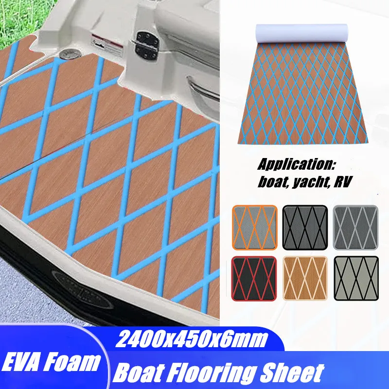 

2400X450X6mm EVA Foam Decking Sheet Anti-Skid Boat Deck Self-Adhesive Yacht Flooring Pad Anti-fatigue Mat Luxury Diamond Shapes