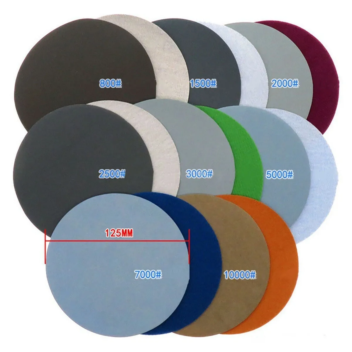 16/32/40Pcs 5inch 125mm Sandpaper 800-10000 Grit Round Sanding Discs Hook Loop Sanding Paper Buffing Sheet Sandpaper Sander Pads