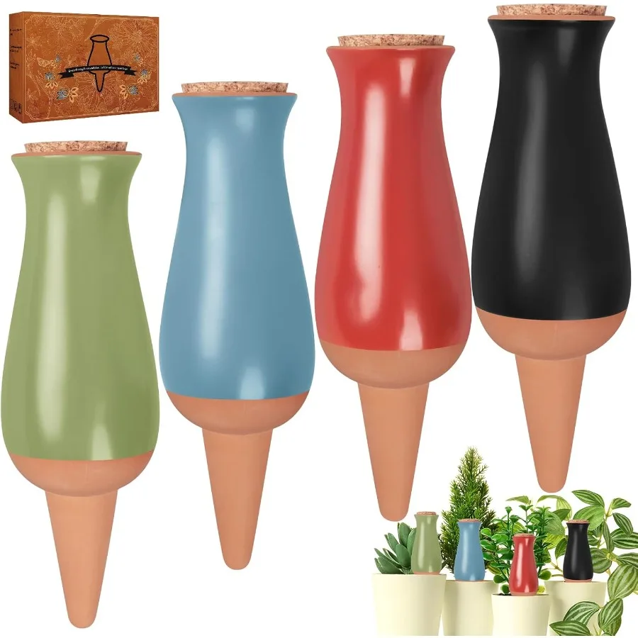 

4 Packs Ollas Plant Watering Globes 12 Oz Terracotta Self Watering Planter Insert Automatic Watering Devices Clay Drip Irrigati