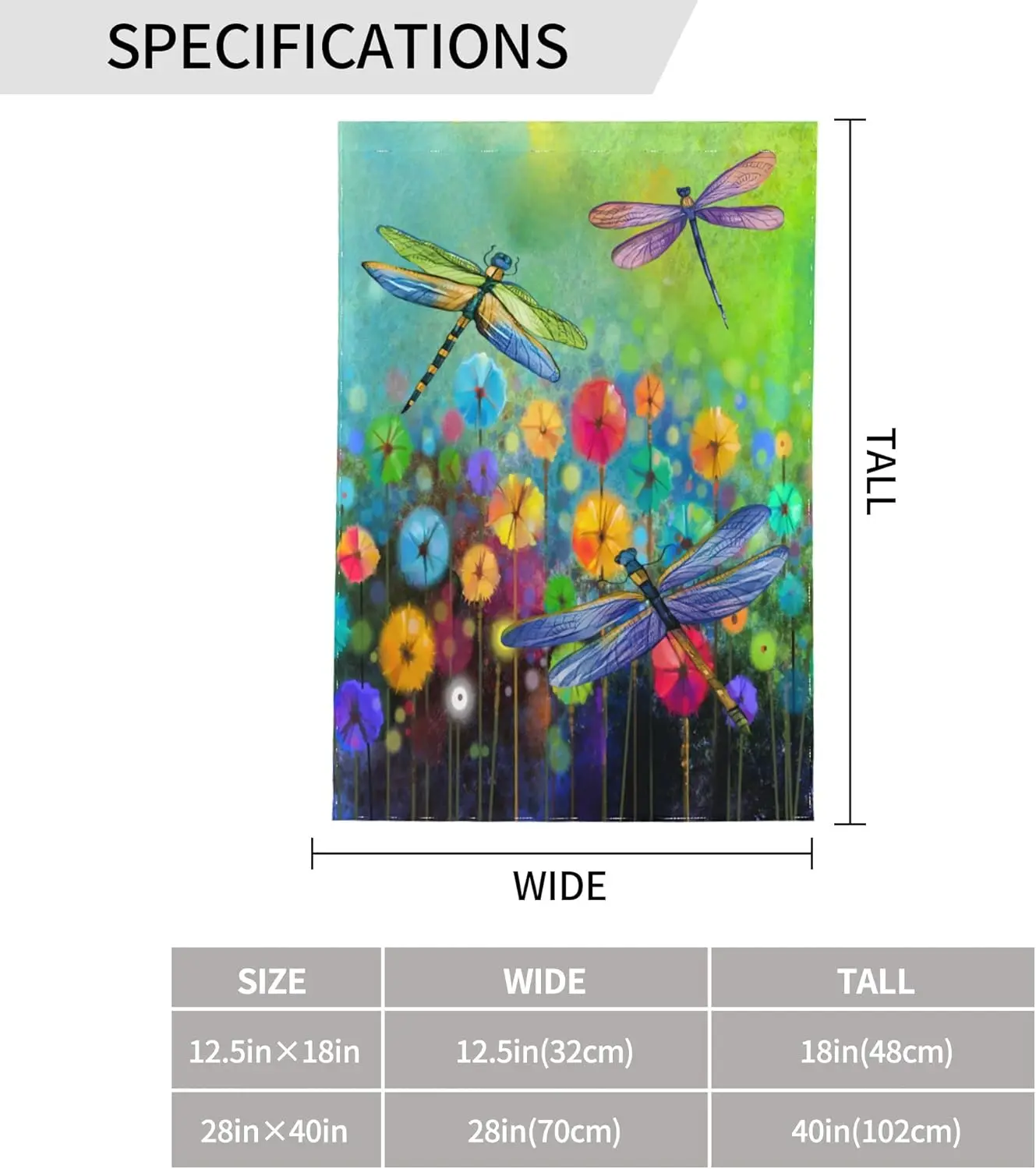 Abstract Flower Watercolor Garden Flag Dragonfly House Flag Summer Garden Flags 12x18in Double Sided Welcome Flag for Home Outdo