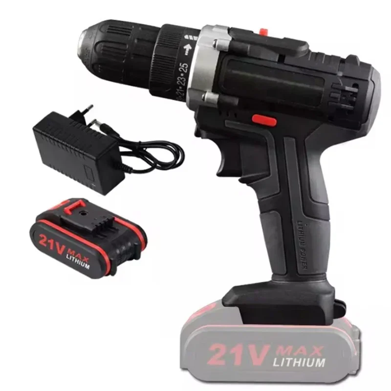 

21V electric impact cordless drill high-power hand drill home DIY power tools Lithium battery wireless charging